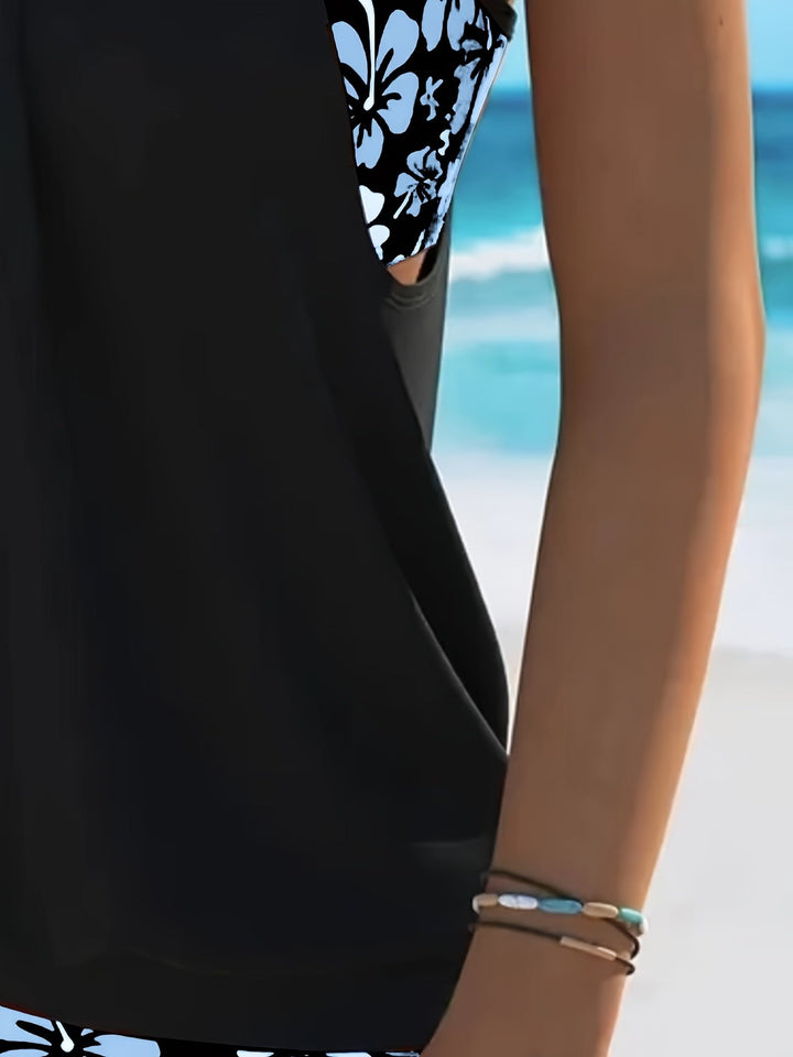 Isabella | Ensemble de Tankini Floral Bleu