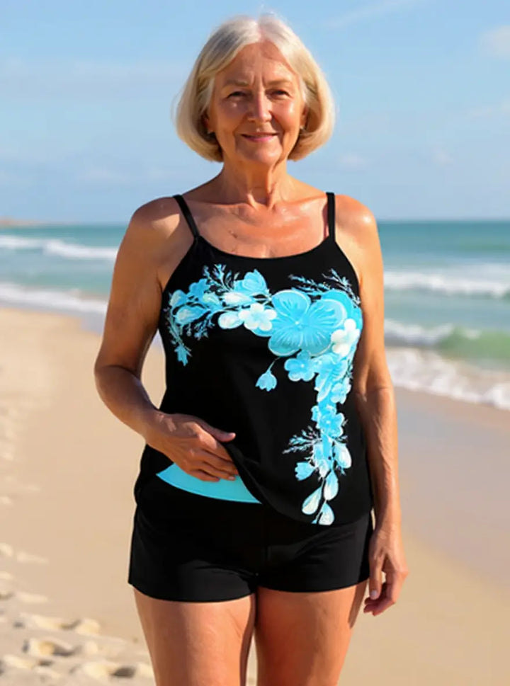 Avery | Ensemble Tankini à Bretelles Croisées Imprimé Floral