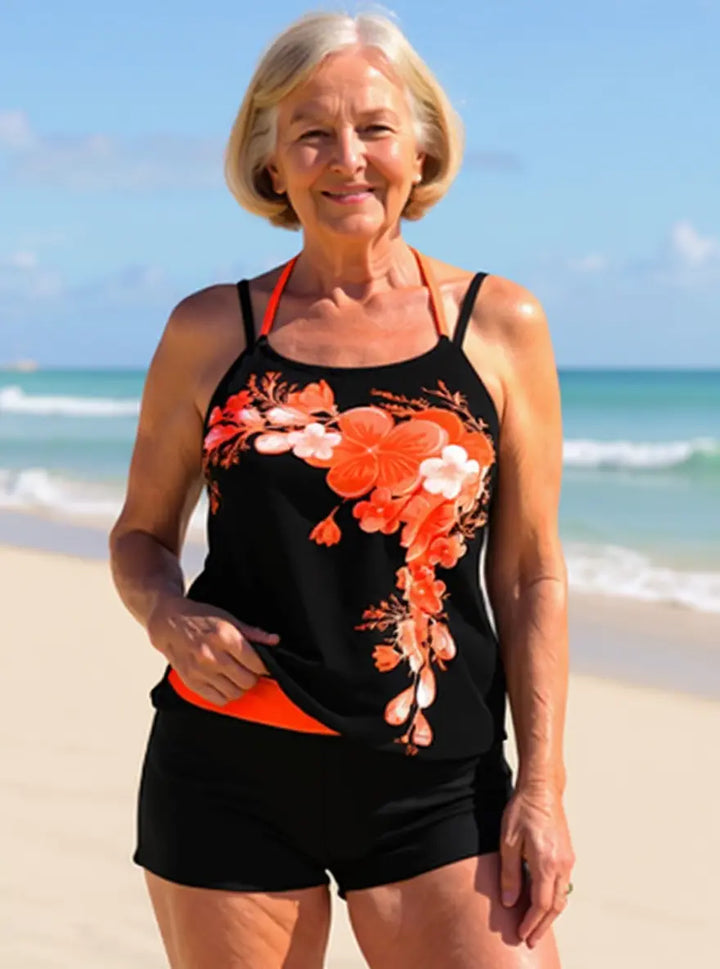 Avery | Ensemble Tankini à Bretelles Croisées Imprimé Floral